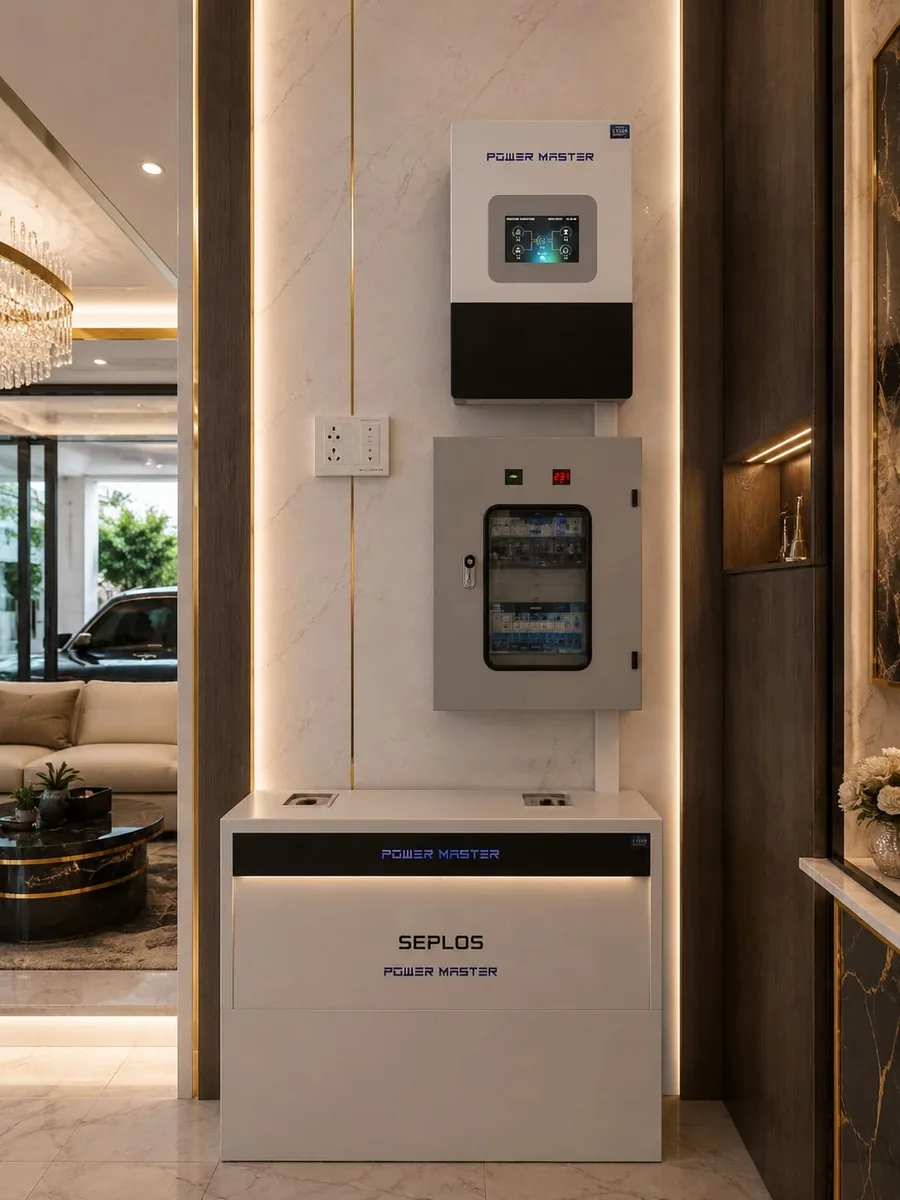 Hệ thống biến tần và pin lưu trữ Powermaster trong biệt thự